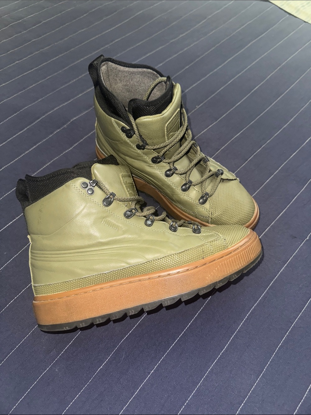 Puma Olive Green and Gum High-Top Boot